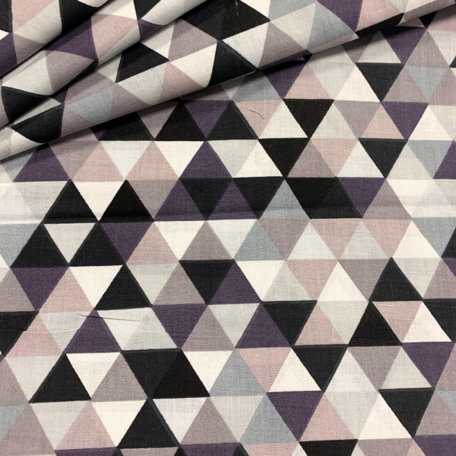 Бавовняна тканина - міні фіолетові та чорні трикутники