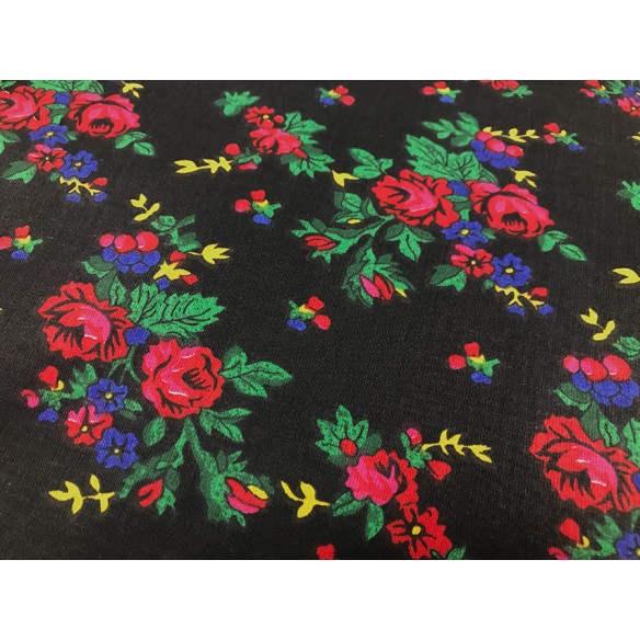 Бавовняна тканина - Чорні квіти горця
