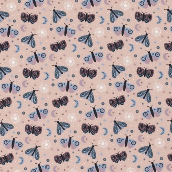 Одинарний трикотаж з принтом - Moths Світло-рожевий